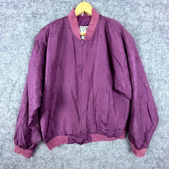 Zone Five Other - Vintage Zone Five Silk Tracksuit Jacket Mens Small Plum 90s Windbreaker Full Zip